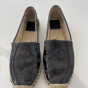 Tory Burch Black Toasted Wheat Lonnie Espadrilles size 6.5